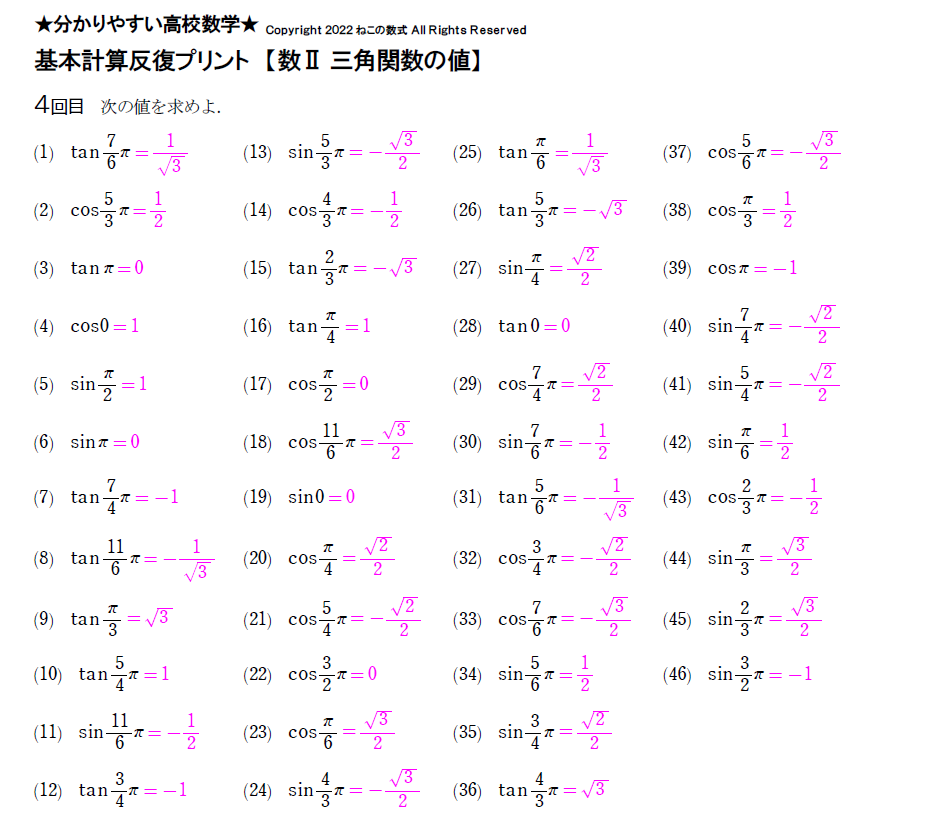 分かりやすい【三角関数①】弧度法・サイン,コサイン,タンジェントの覚え方を説明！ | ねこの数式